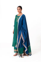 Tissue Patch Work Dupatta Kurta Set - Emerald Green - CiceroniKurta Set, Festive wearBhavik Shah