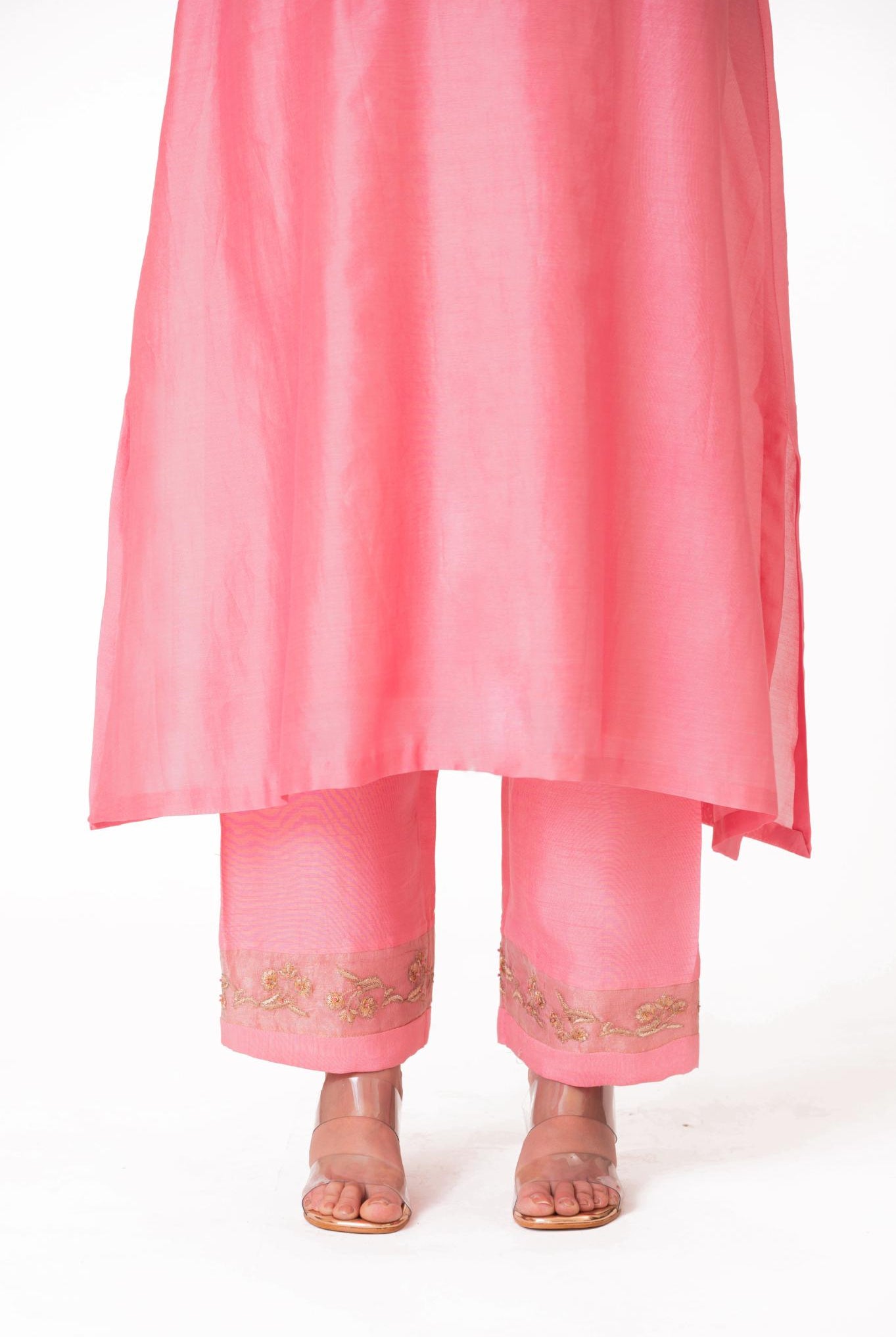 Tissue Patch Work Dupatta Kurta Set - Lotus Pink - CiceroniKurta Set, Festive wearBhavik Shah