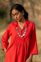 Tomato Red Kurta Set with Dupatta - CiceroniKurta Set, Everyday WearMaidaan