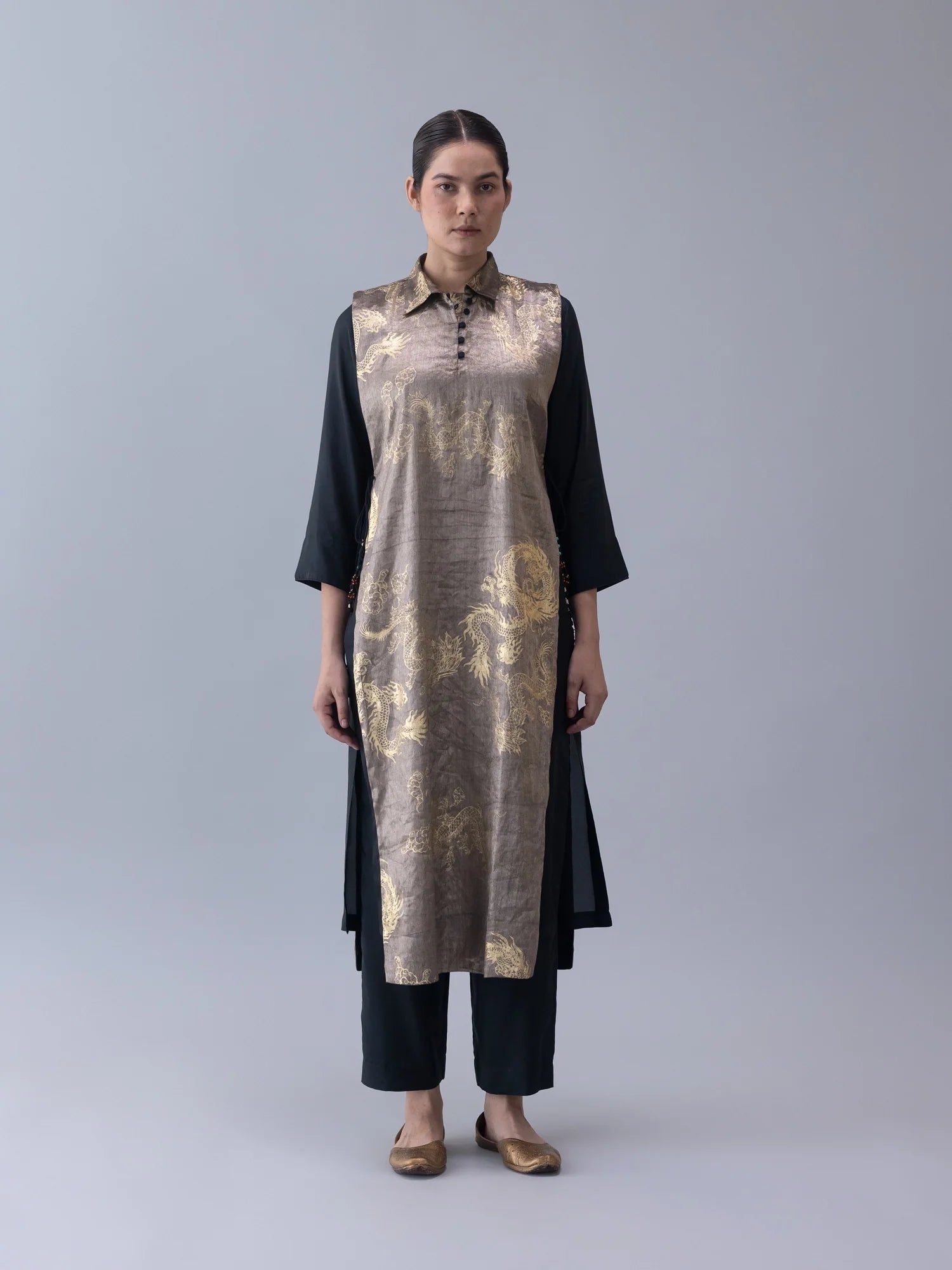 Trinpa Gold Overlay - CiceroniKurtaShades of India