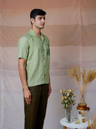 Tropical Leaf - Hand Embroidered Unisex Linen Shirt - CiceroniShirtsCultura Studio