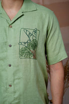 Tropical Leaf - Hand Embroidered Unisex Linen Shirt - CiceroniShirtsCultura Studio