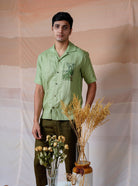 Tropical Leaf - Hand Embroidered Unisex Linen Shirt - CiceroniShirtsCultura Studio