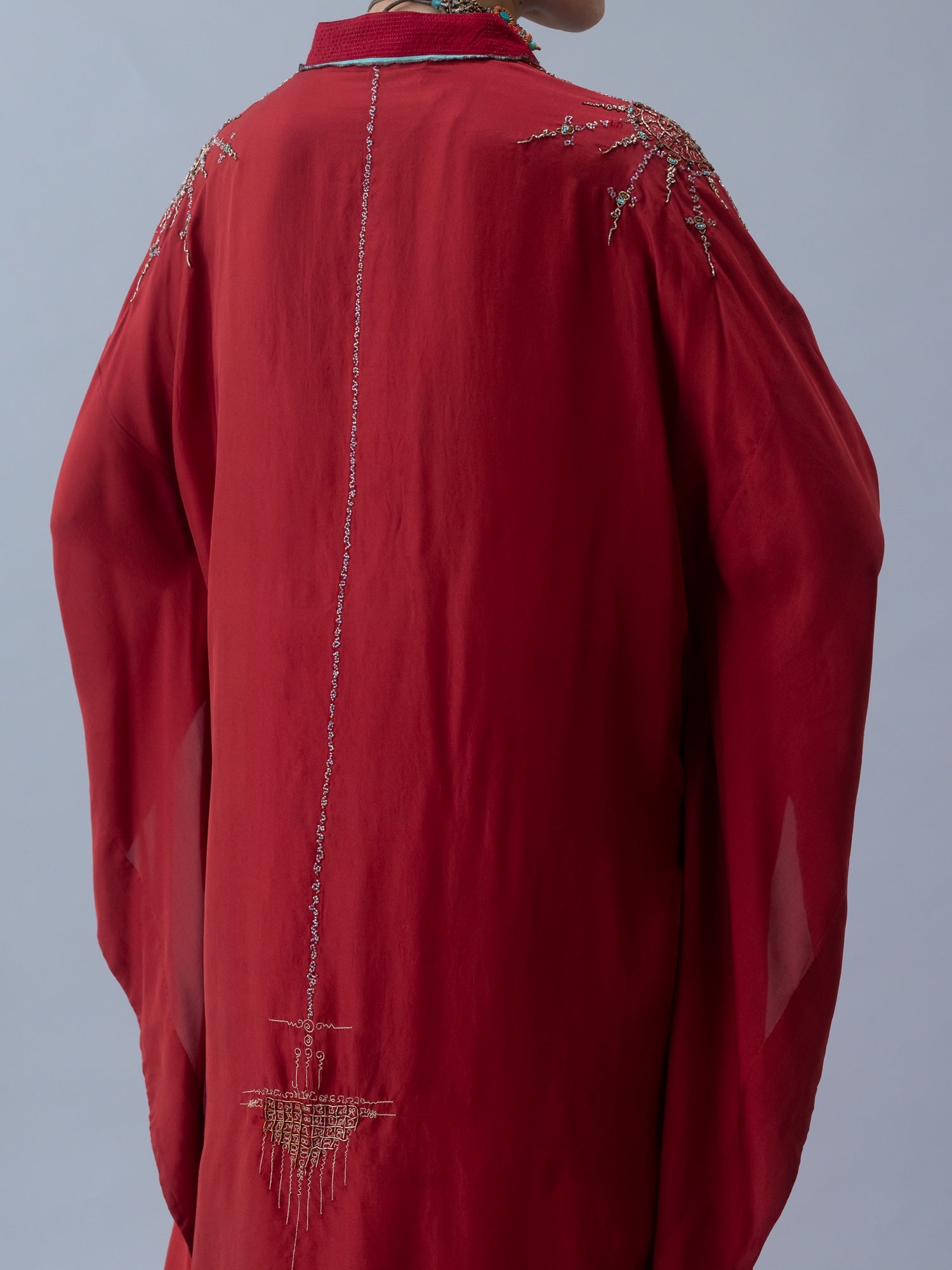 Tshog Deep Red Kaftan - CiceroniKaftanShades of India