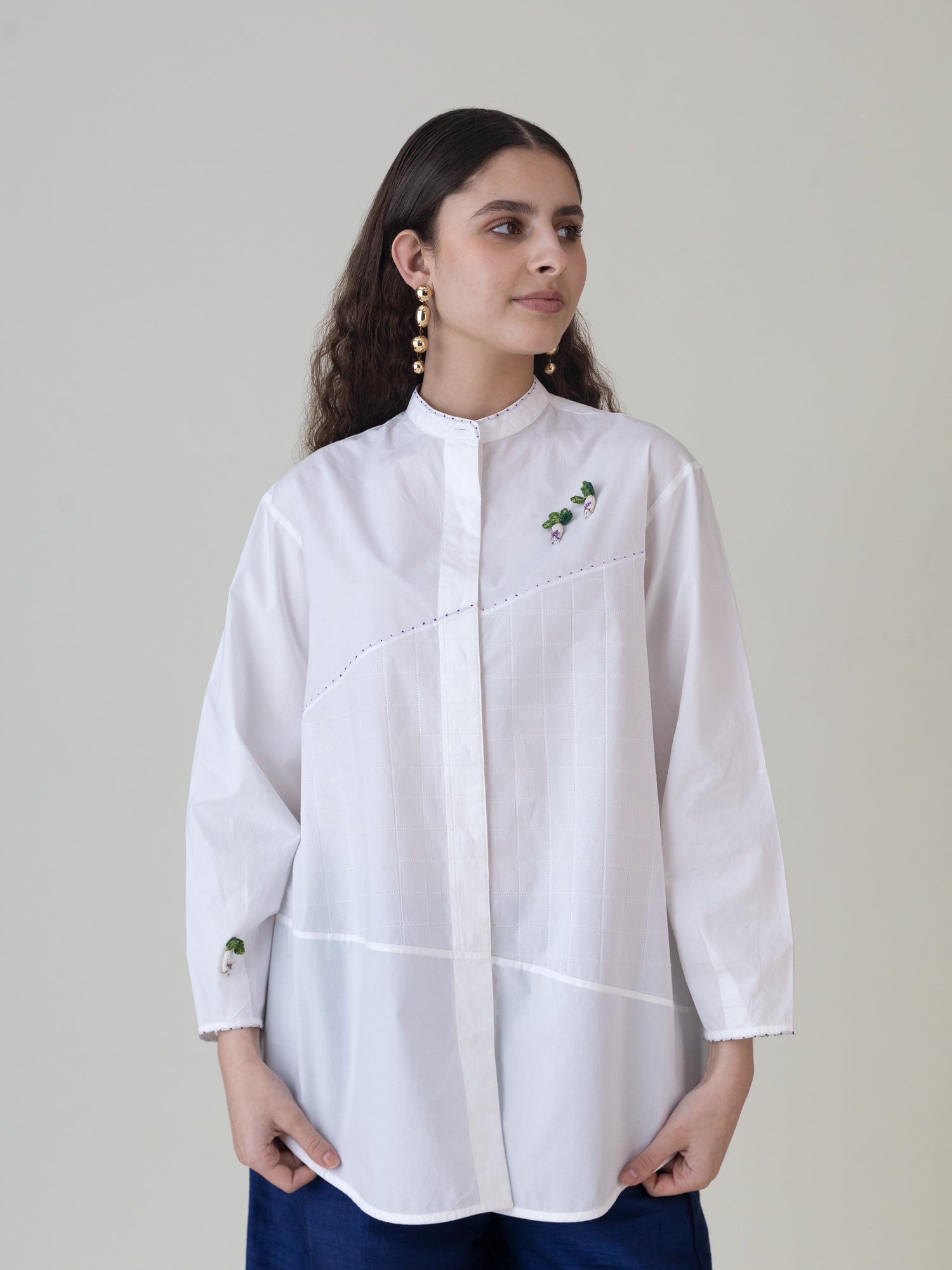 Tsukiyo White Shirt - CiceroniWomen ShirtsShades of India