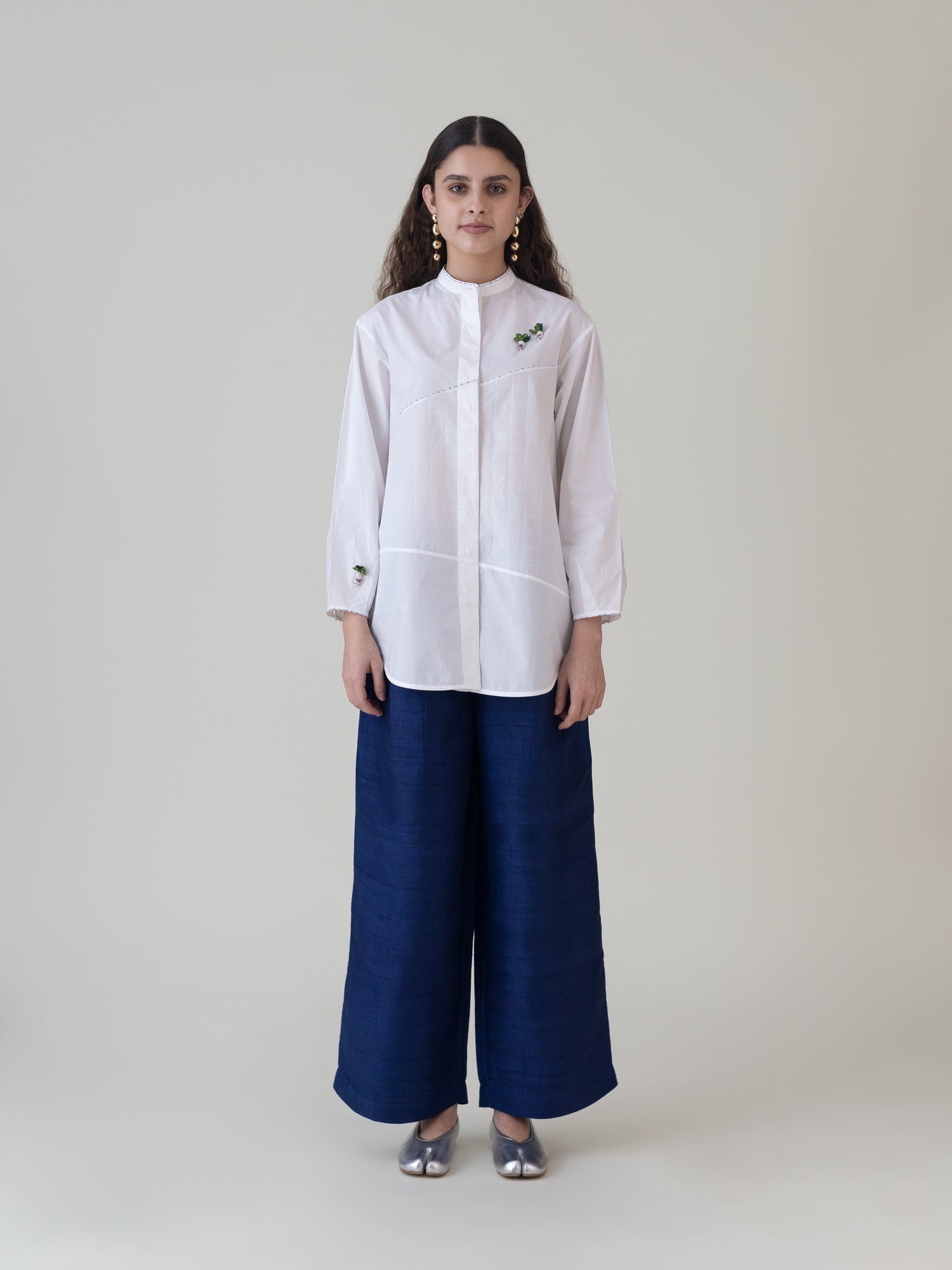 Tsukiyo White Shirt - CiceroniWomen ShirtsShades of India
