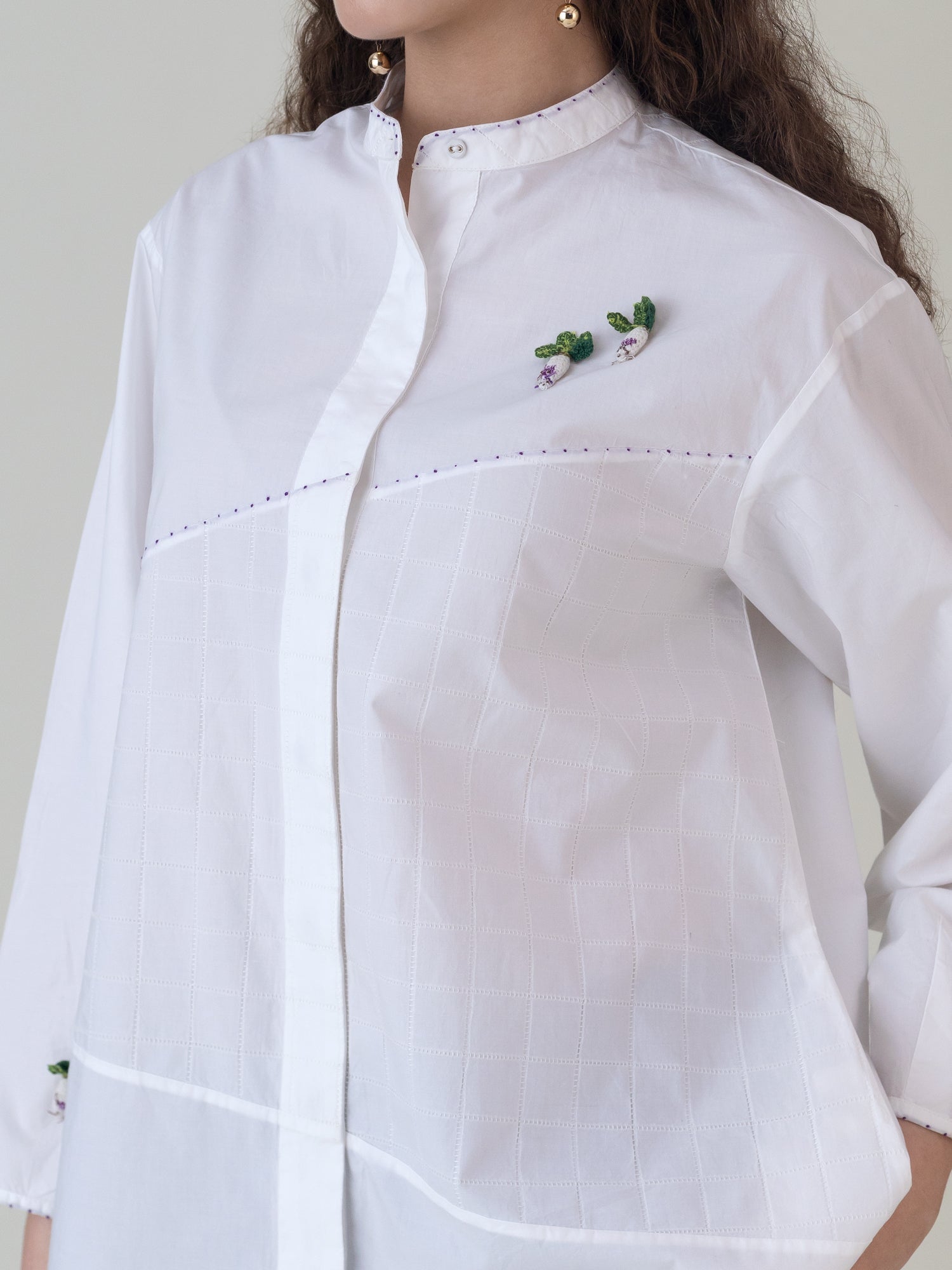 Tsukiyo White Shirt - CiceroniWomen ShirtsShades of India