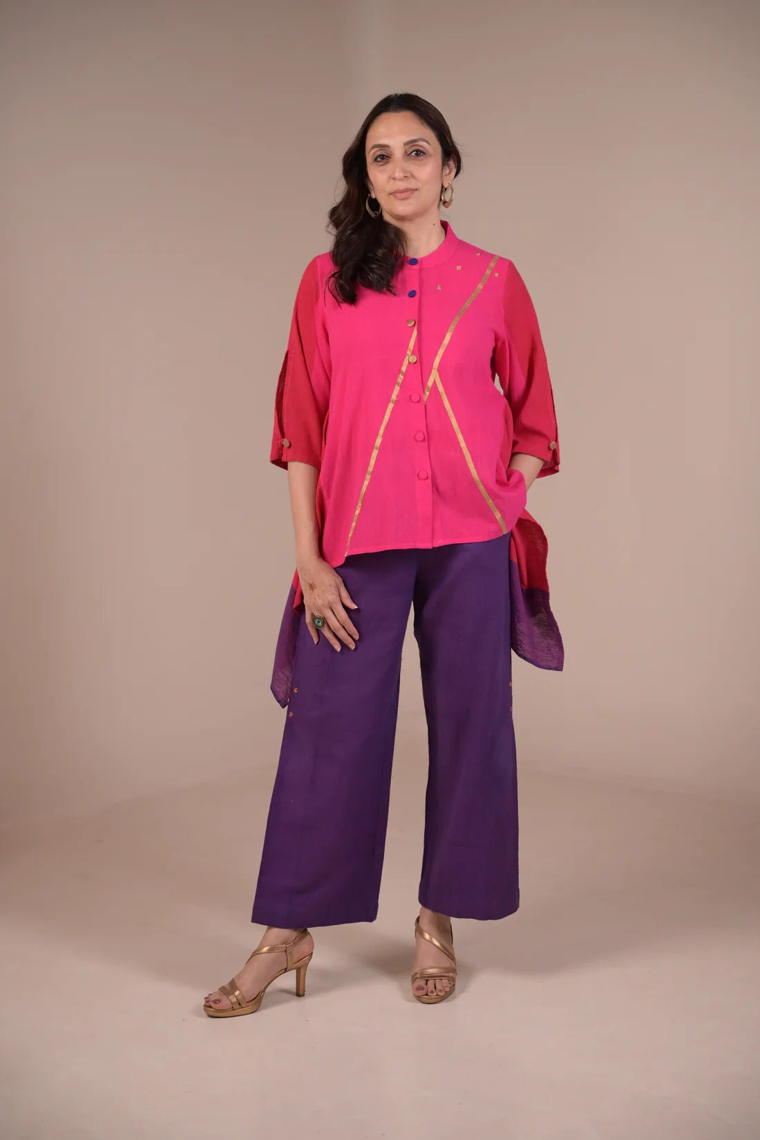 Tunic, Square cut with fabric panel and hand embroidery - CiceroniTunicsRang by Rajvi