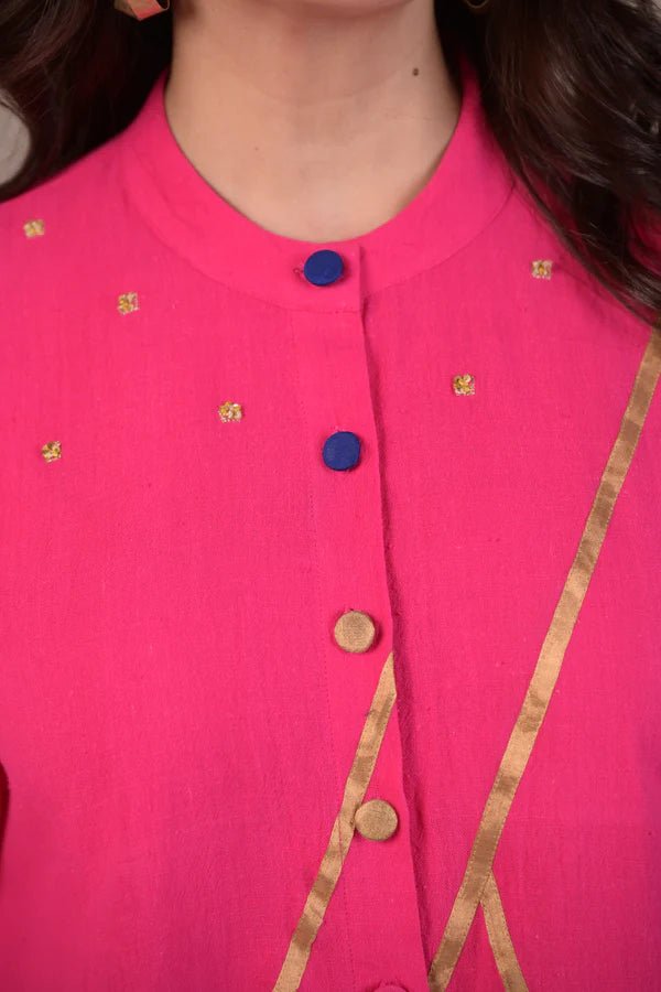 Tunic, Square cut with fabric panel and hand embroidery - CiceroniTunicsRang by Rajvi