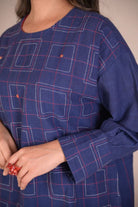 Tunic, with texture and hand embroidery accents - Blue - CiceroniTunicsRang by Rajvi