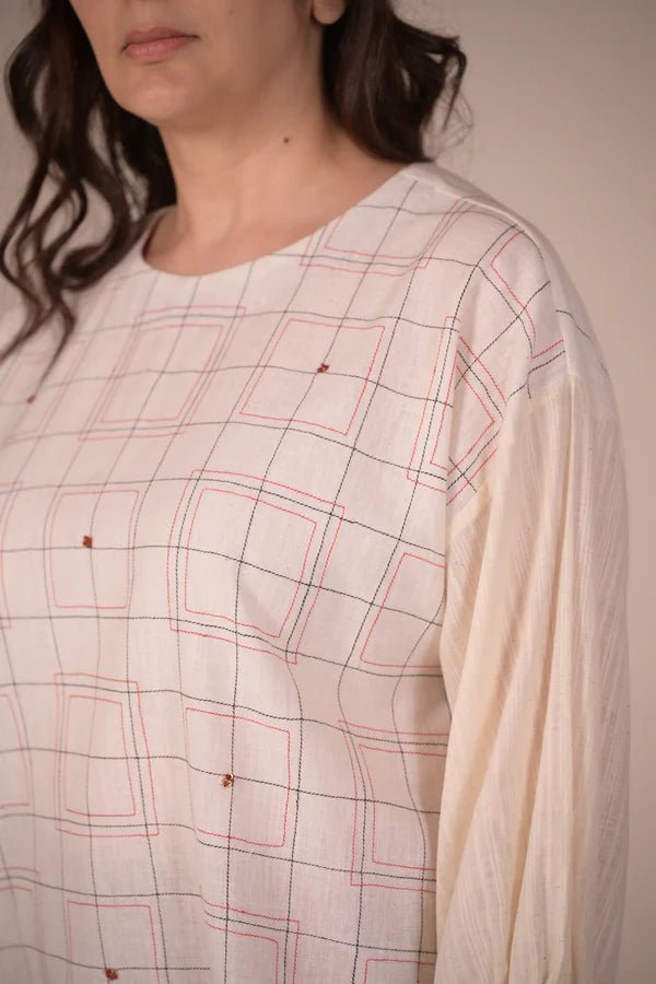 Tunic, with texture and hand embroidery accents - CiceroniTunicsRang by Rajvi