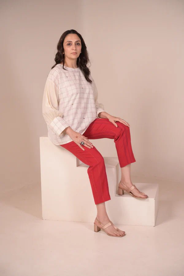 Tunic, with texture and hand embroidery accents - CiceroniTunicsRang by Rajvi