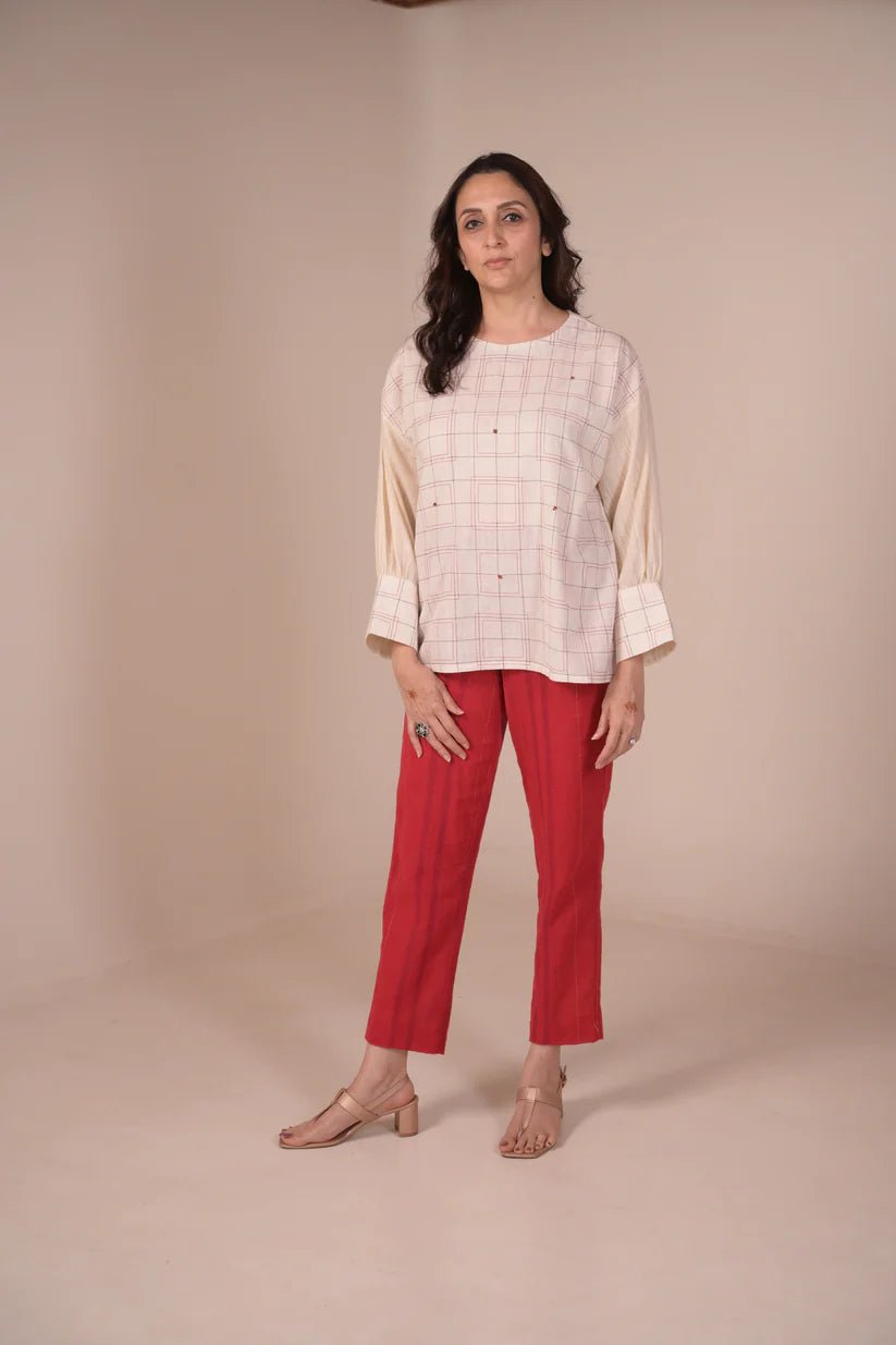 Tunic, with texture and hand embroidery accents - CiceroniTunicsRang by Rajvi