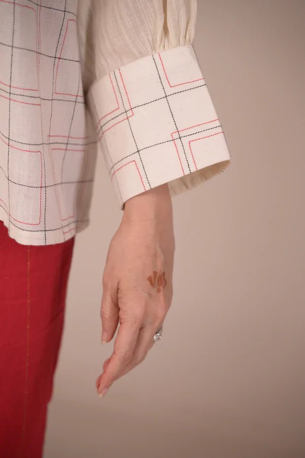 Tunic, with texture and hand embroidery accents - CiceroniTunicsRang by Rajvi