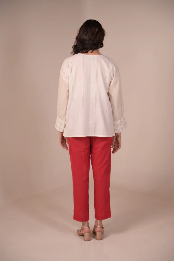 Tunic, with texture and hand embroidery accents - CiceroniTunicsRang by Rajvi