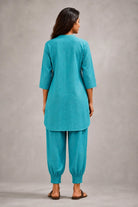 Turquoise Blue Khadi Cotton Co-ord Set - CiceroniKurta Set, Everyday WearSutra Art of Clothing