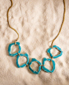 Turquoise Ceramic Ring-Link Necklace - CiceroniNeckpieceBoundless by Shilpi