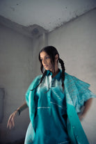 Turquoise Foil Firdaus Kaftan - CiceroniKaftanAnam Husain