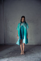 Turquoise Foil Firdaus Kaftan - CiceroniKaftanAnam Husain