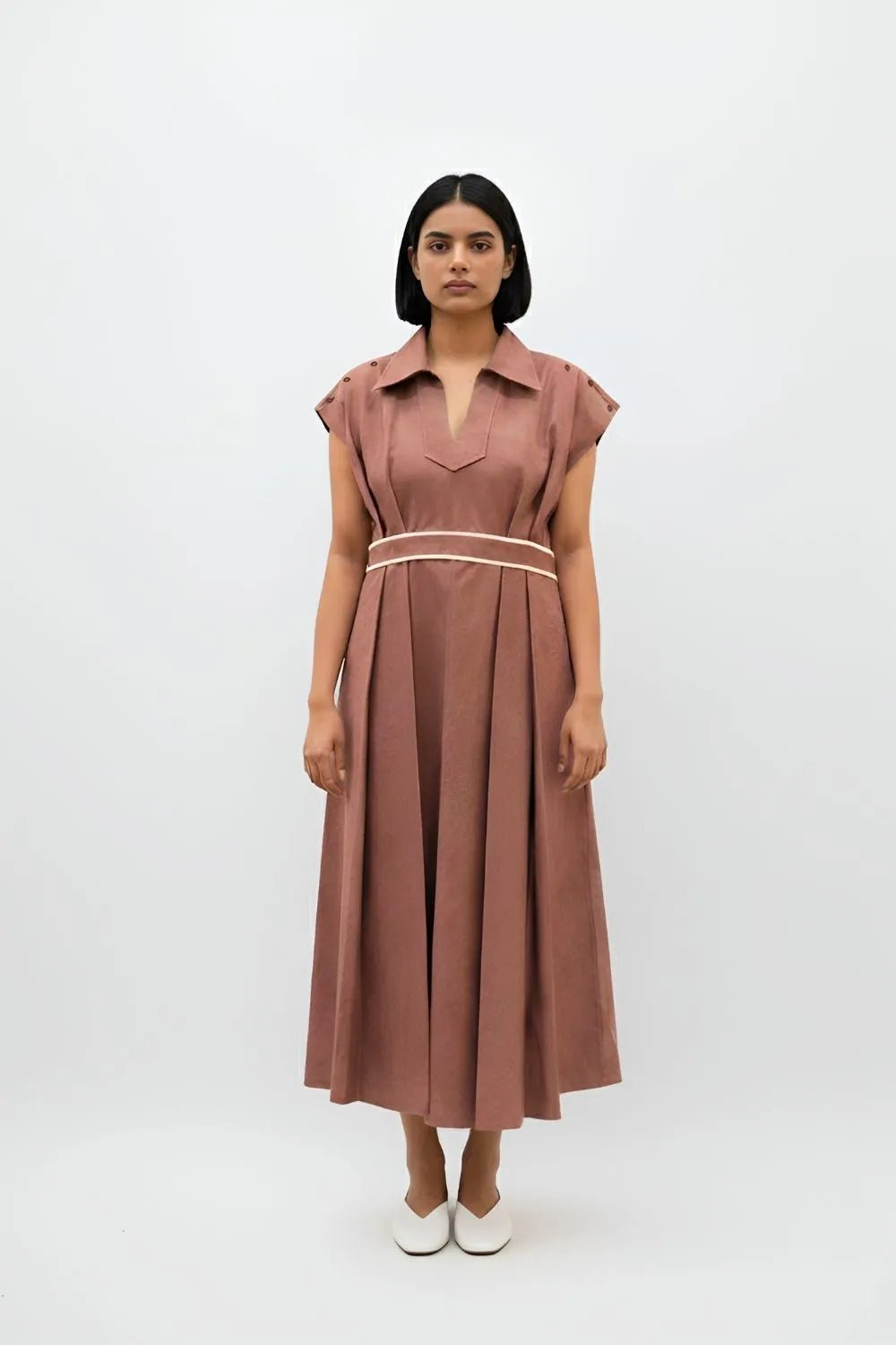 Tuscan Red - Ivory Skater Dress - CiceroniDressesNeora by NC