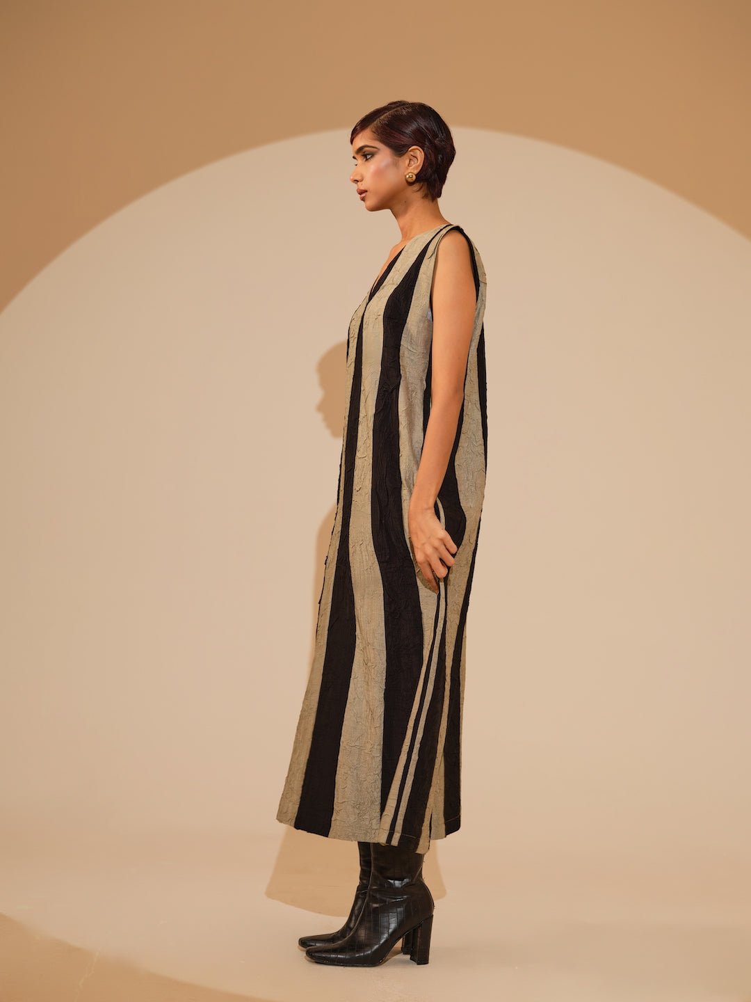 Twin Dress - Taupe and Black - CiceroniDressesStoique