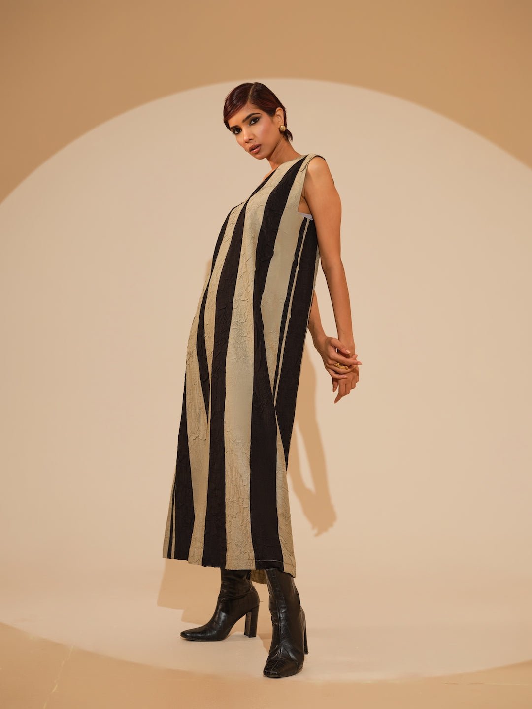 Twin Dress - Taupe and Black - CiceroniDressesStoique