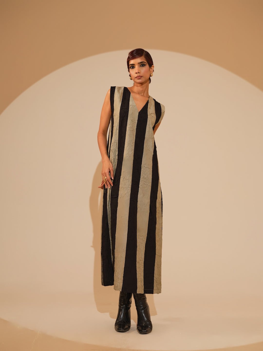 Twin Dress - Taupe and Black - CiceroniDressesStoique