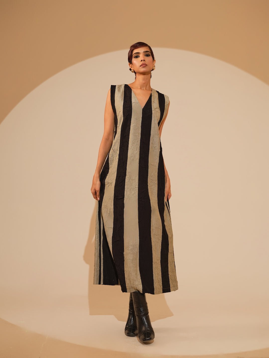 Twin Dress - Taupe and Black - CiceroniDressesStoique