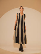 Twin Dress - Taupe and Black - CiceroniDressesStoique