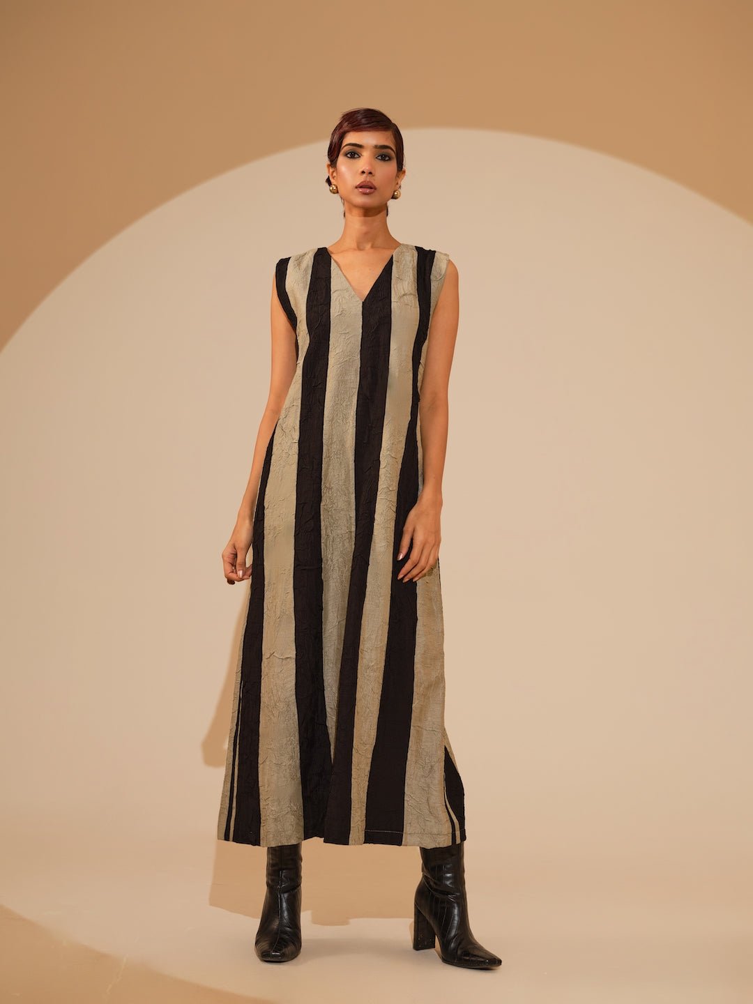 Twin Dress - Taupe and Black - CiceroniDressesStoique