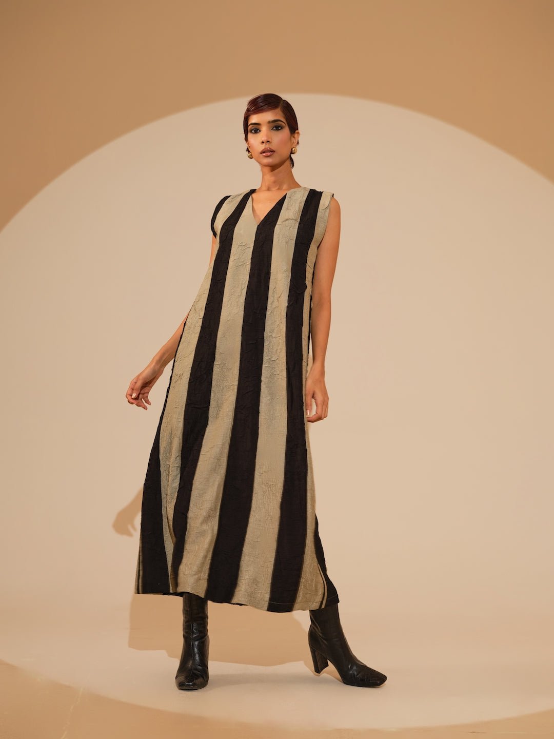 Twin Dress - Taupe and Black - CiceroniDressesStoique