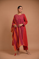 Ulhas Kurta in Red - CiceroniKurta, Festive WearRang by Rajvi