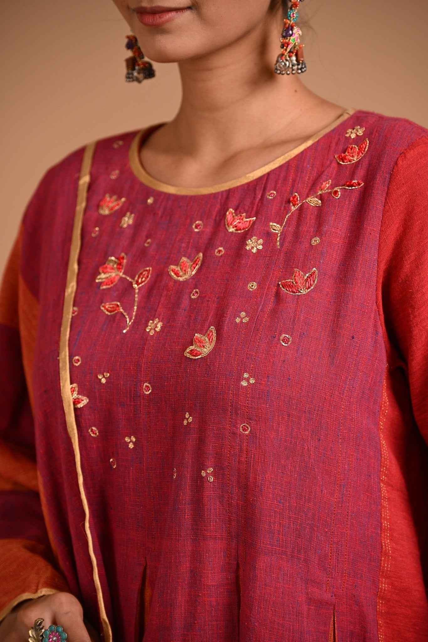 Ulhas Kurta in Red - CiceroniKurta, Festive WearRang by Rajvi