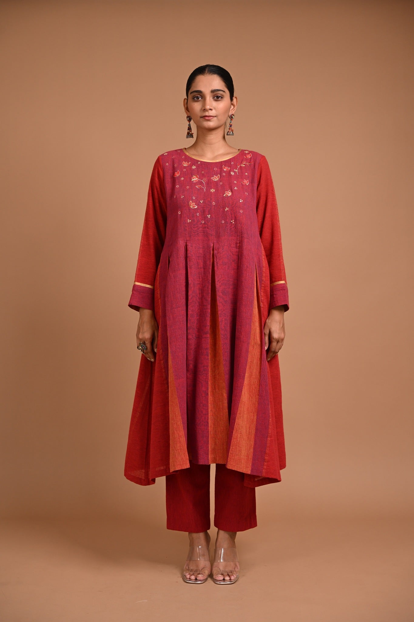 Ulhas Kurta in Red - CiceroniKurta, Festive WearRang by Rajvi