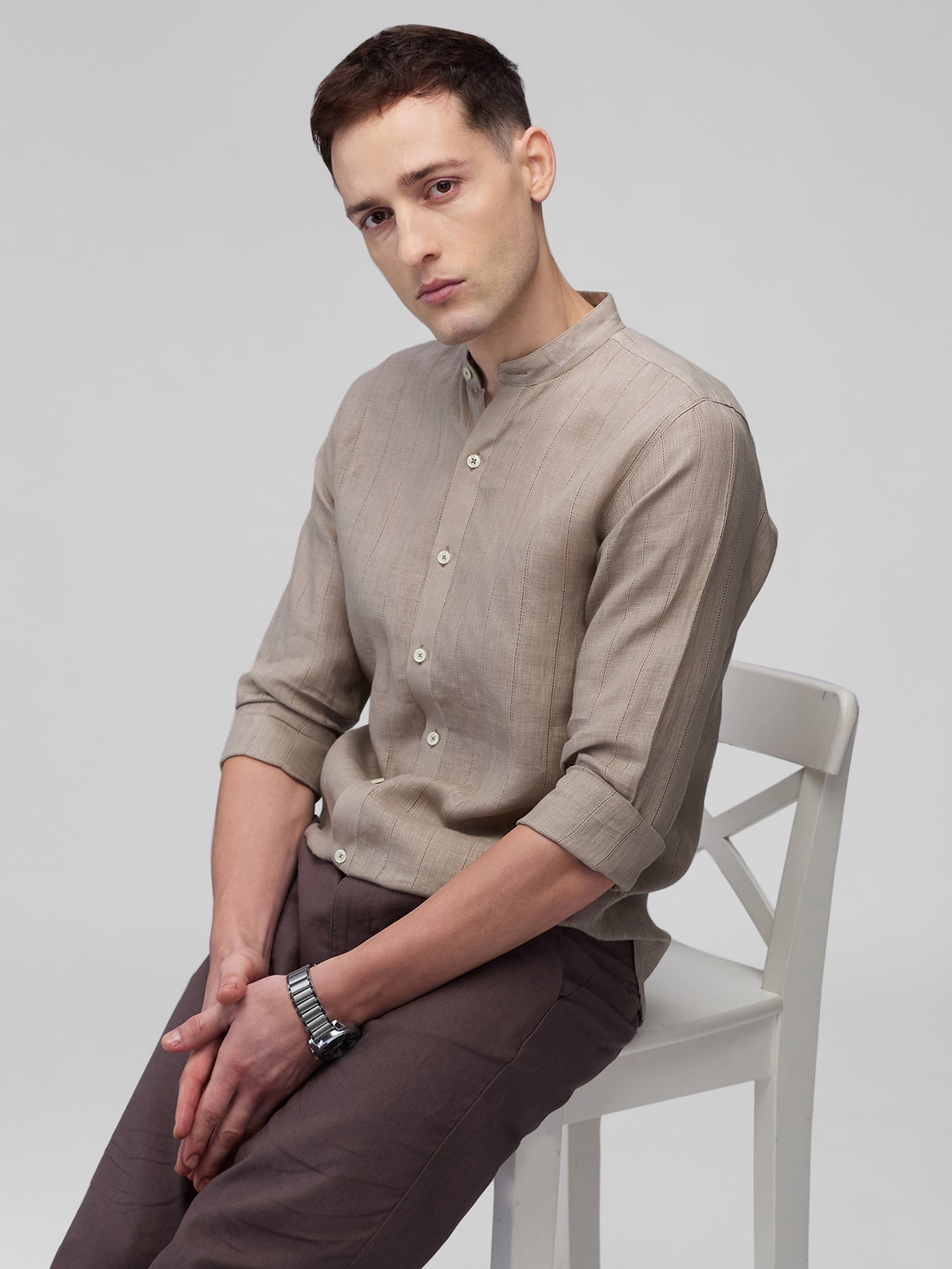 Umber 100% Linen Stripes Shirt - CiceroniMen Shirtsbhrāta