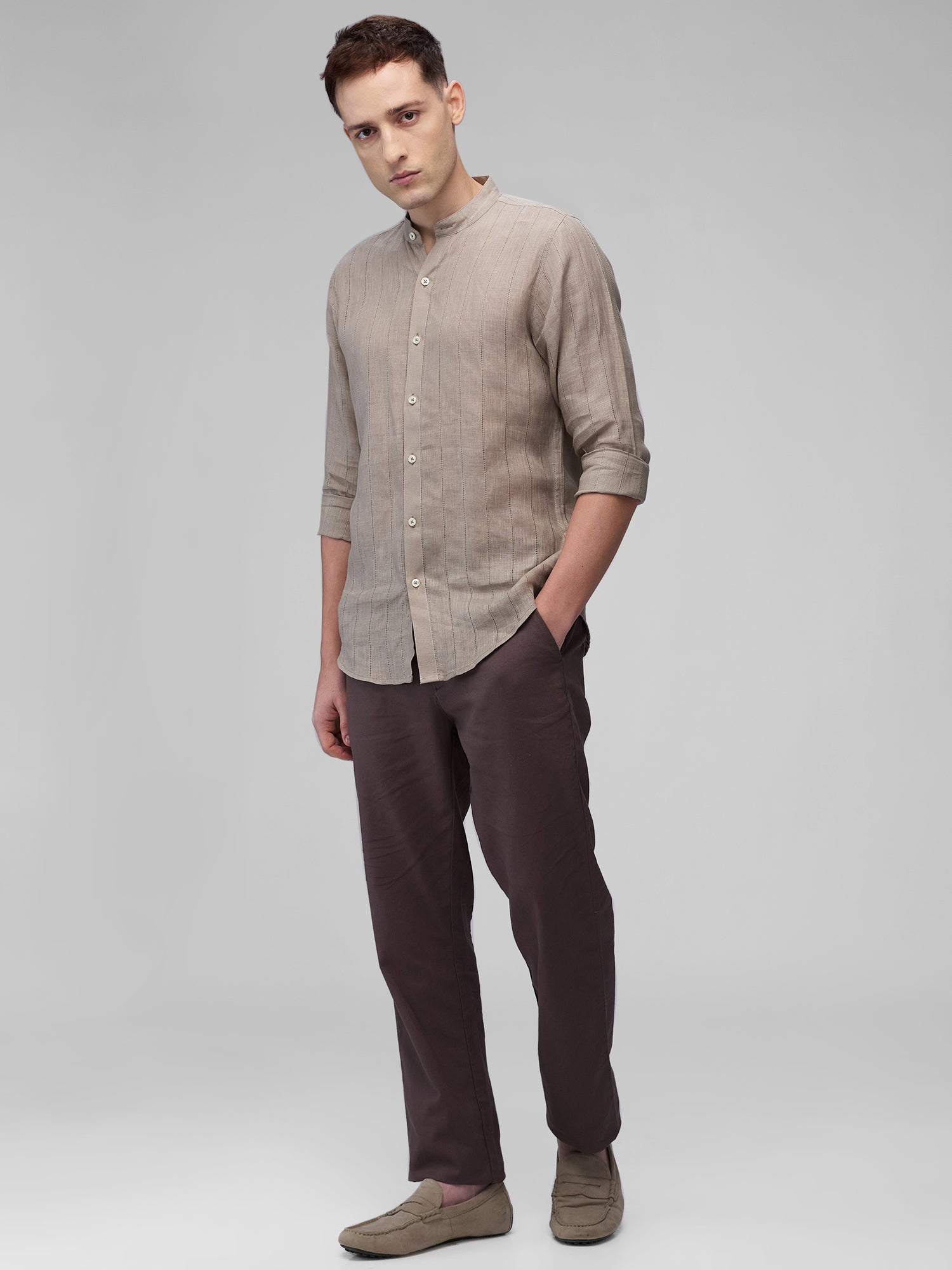 Umber 100% Linen Stripes Shirt - CiceroniMen Shirtsbhrāta