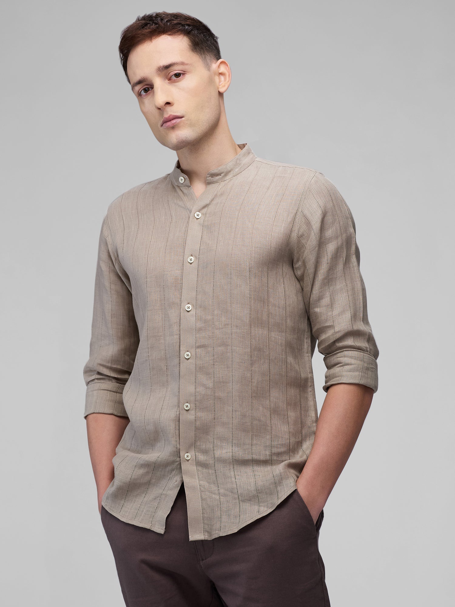 Umber 100% Linen Stripes Shirt - CiceroniMen Shirtsbhrāta