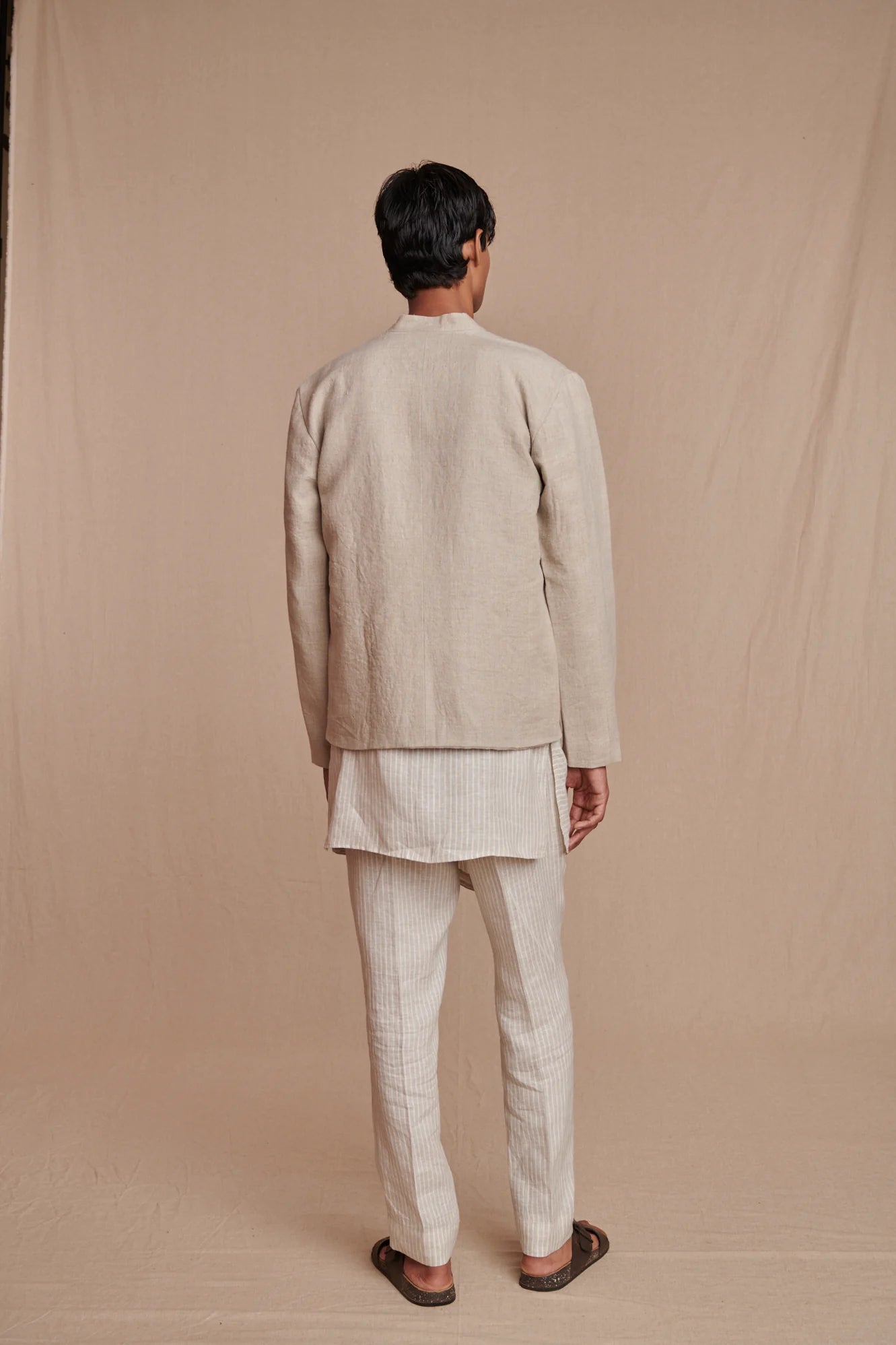 Undyed Linen Men's Bandhgala Jacket - CiceroniJacketsSaphed