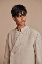 Undyed Linen Men's Bandhgala Jacket - CiceroniJacketsSaphed