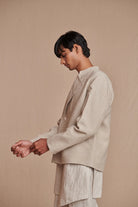 Undyed Linen Men's Bandhgala Jacket - CiceroniJacketsSaphed