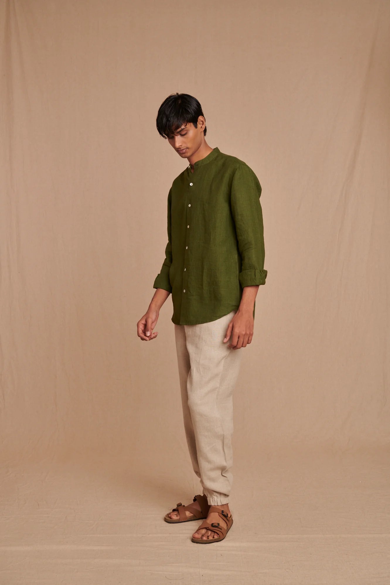 Undyed Linen Men's Jogger Pants - CiceroniPantsSaphed