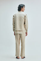 Undyed Linen Men's Straight Pleated Pants - CiceroniPantsSaphed