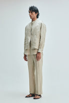 Undyed Linen Men's Straight Pleated Pants - CiceroniPantsSaphed
