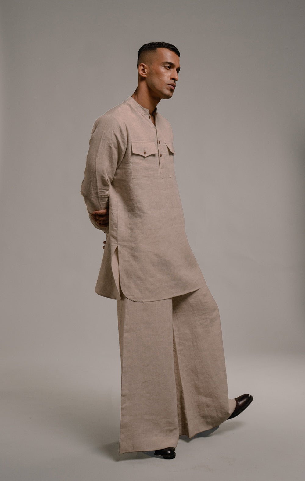 Undyed Linen Saif Kurta Set - CiceroniCo - ord SetSaphed