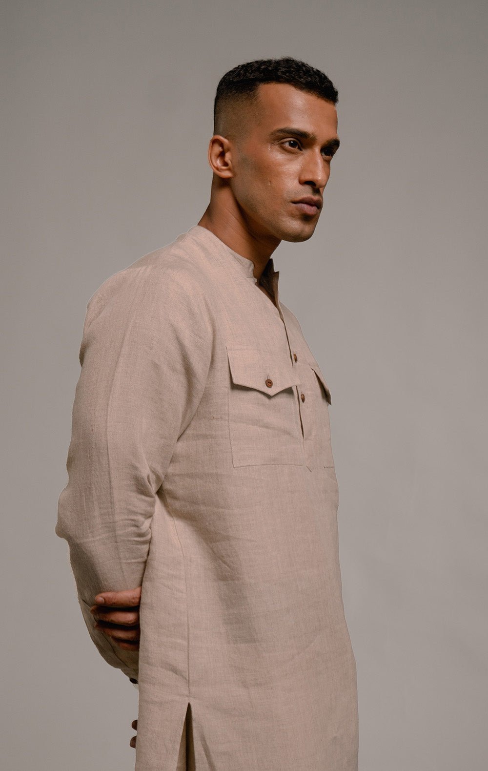 Undyed Linen Saif Kurta Set - CiceroniCo - ord SetSaphed