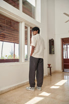 Undyed Pinstripe Linen Men's Popover Shirt - CiceroniMen ShirtsSaphed