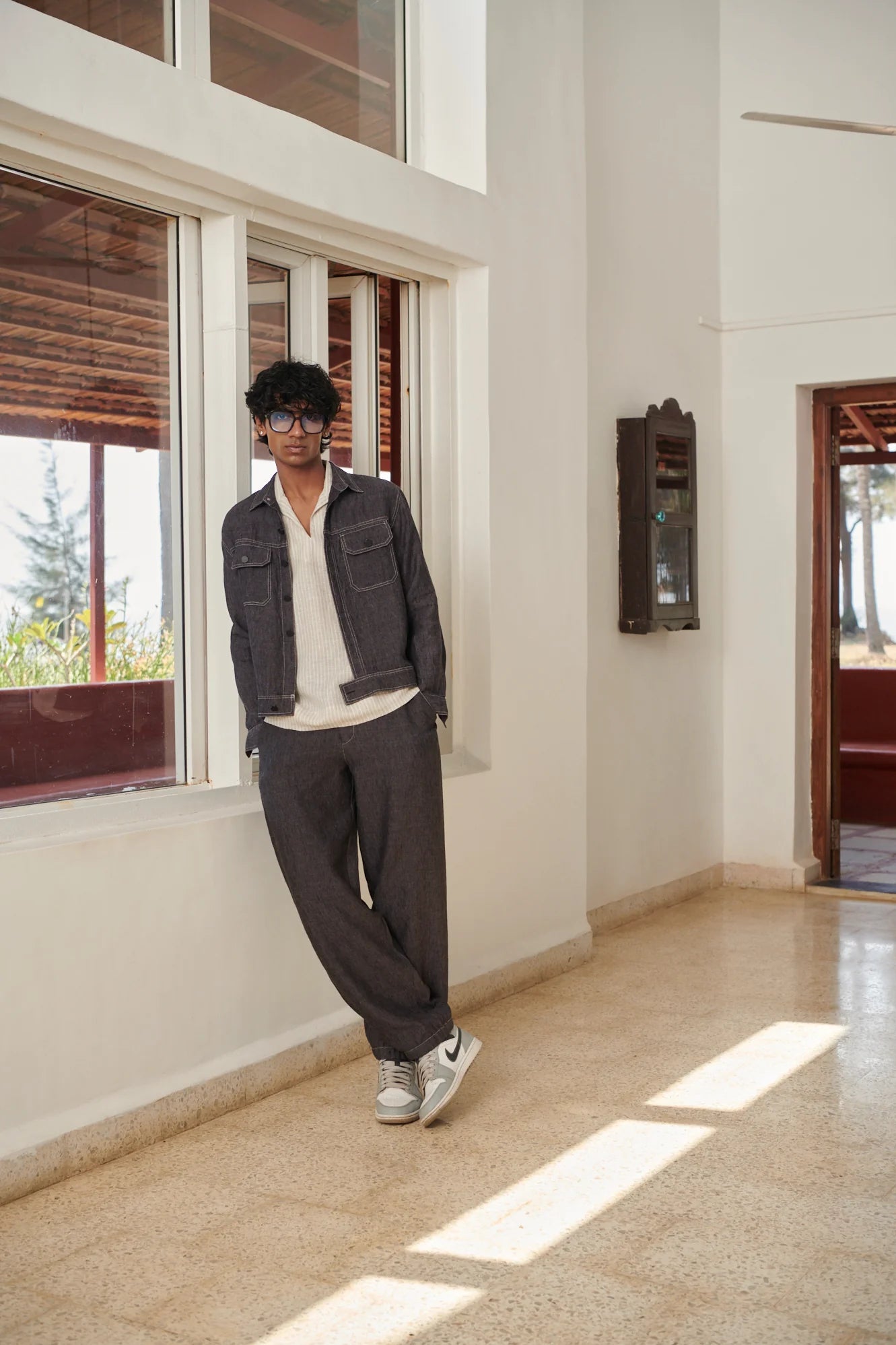 Undyed Pinstripe Linen Men's Popover Shirt - CiceroniMen ShirtsSaphed