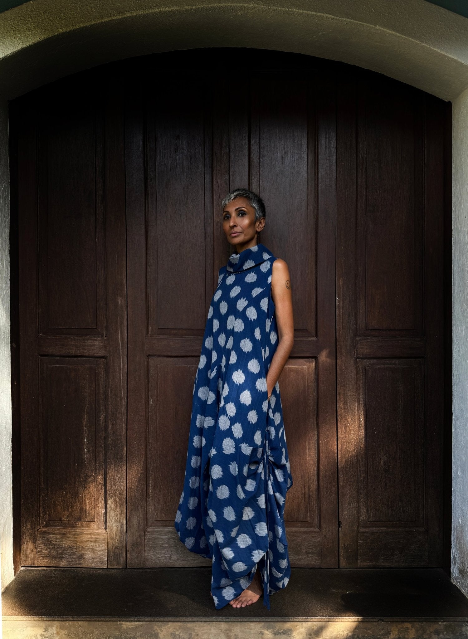 Unruly High Neck Dress in Blue - CiceroniDressesChiu