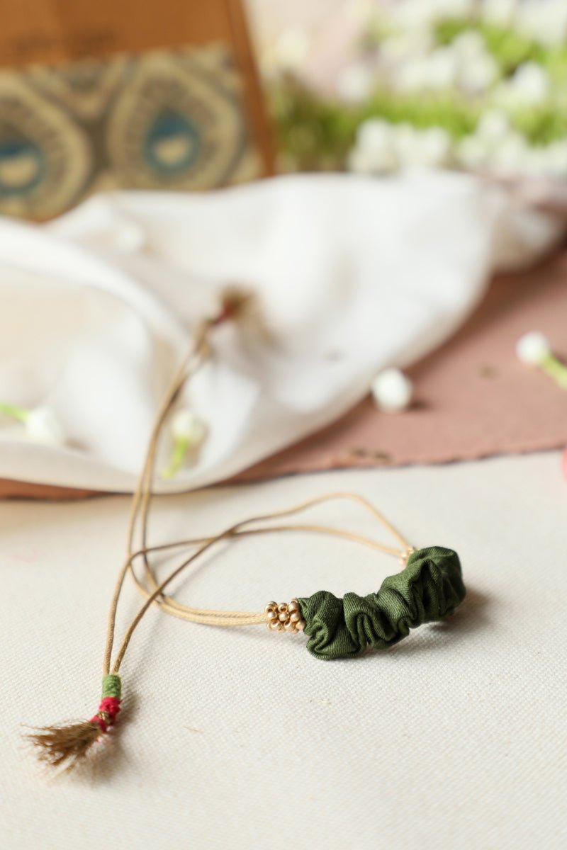 Upcycled Artisanal Rakhi - Olive Green - CiceroniRakhiLukka Chuppi