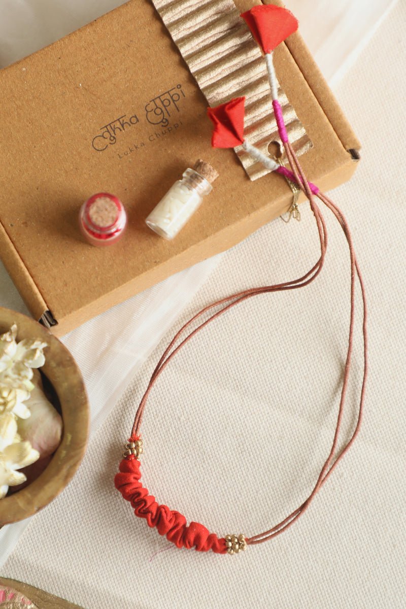 Upcycled Artisanal Rakhi - Orange - CiceroniRakhiLukka Chuppi